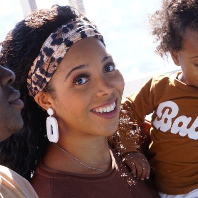 Young family on the dolphin cruise