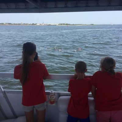 YMCA kids watching dolphins