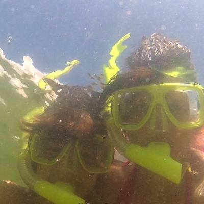 snorkelers having fun