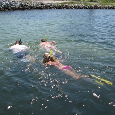 Snorkelers at Sabine Island